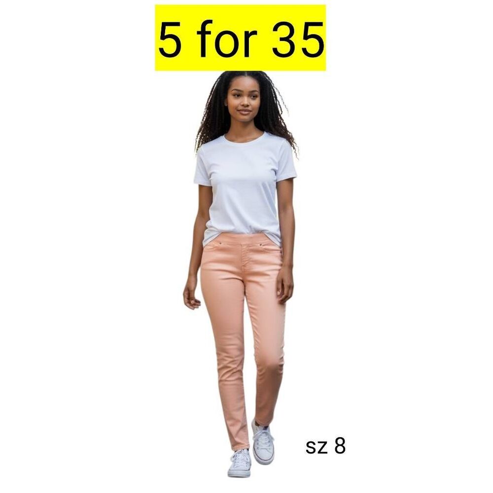 Light Peach Colored Denim Stretch Pull On Straight Jeans  SALE!